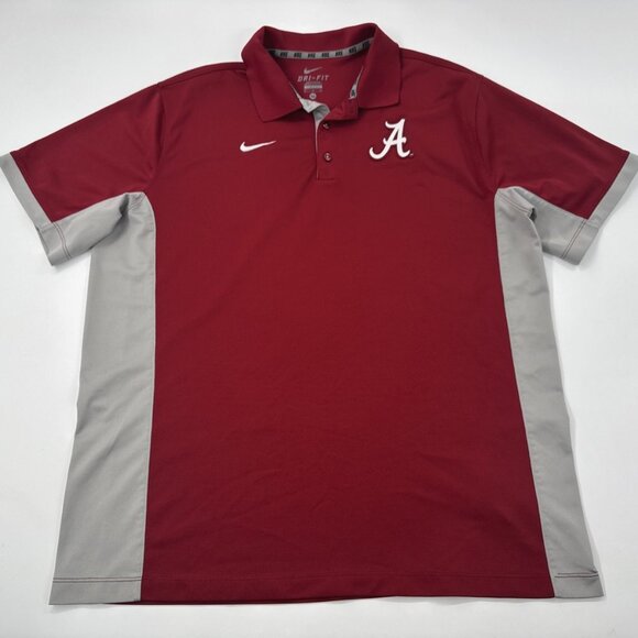 Nike Alabama Crimson Tide Polo Shirt Mens XL Dri Fit Performance Red Golf NCAA - Picture 1 of 10
